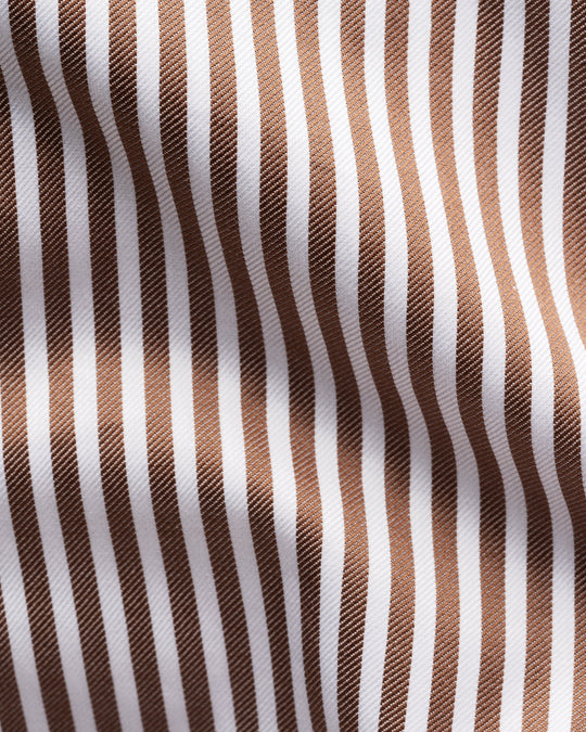 Brown striped men's shirt - contemporary fit