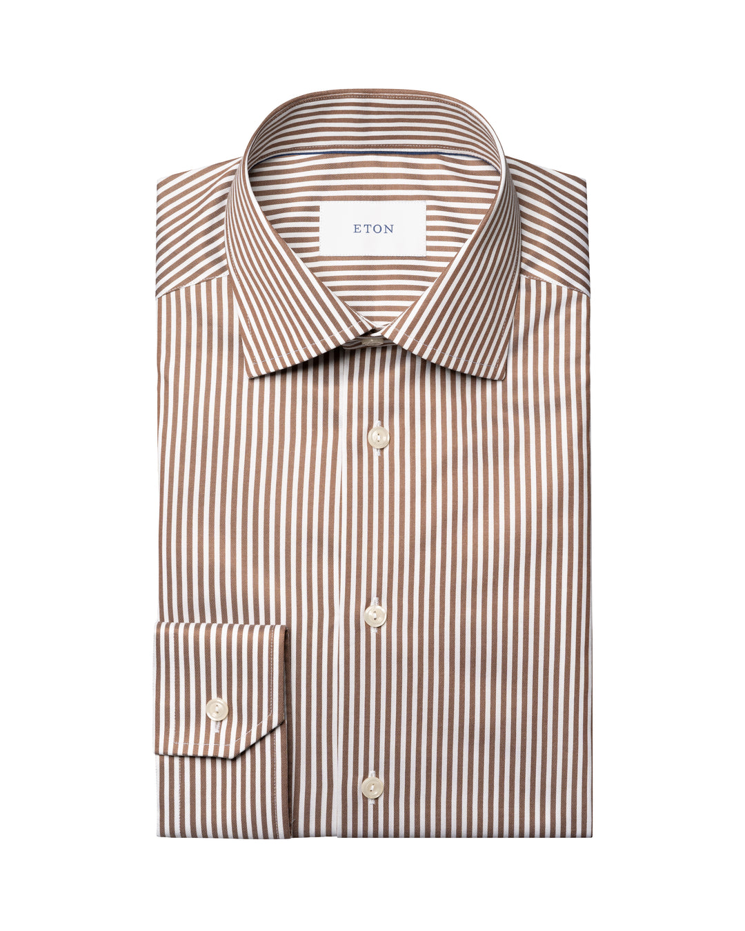Brown striped men's shirt - contemporary fit