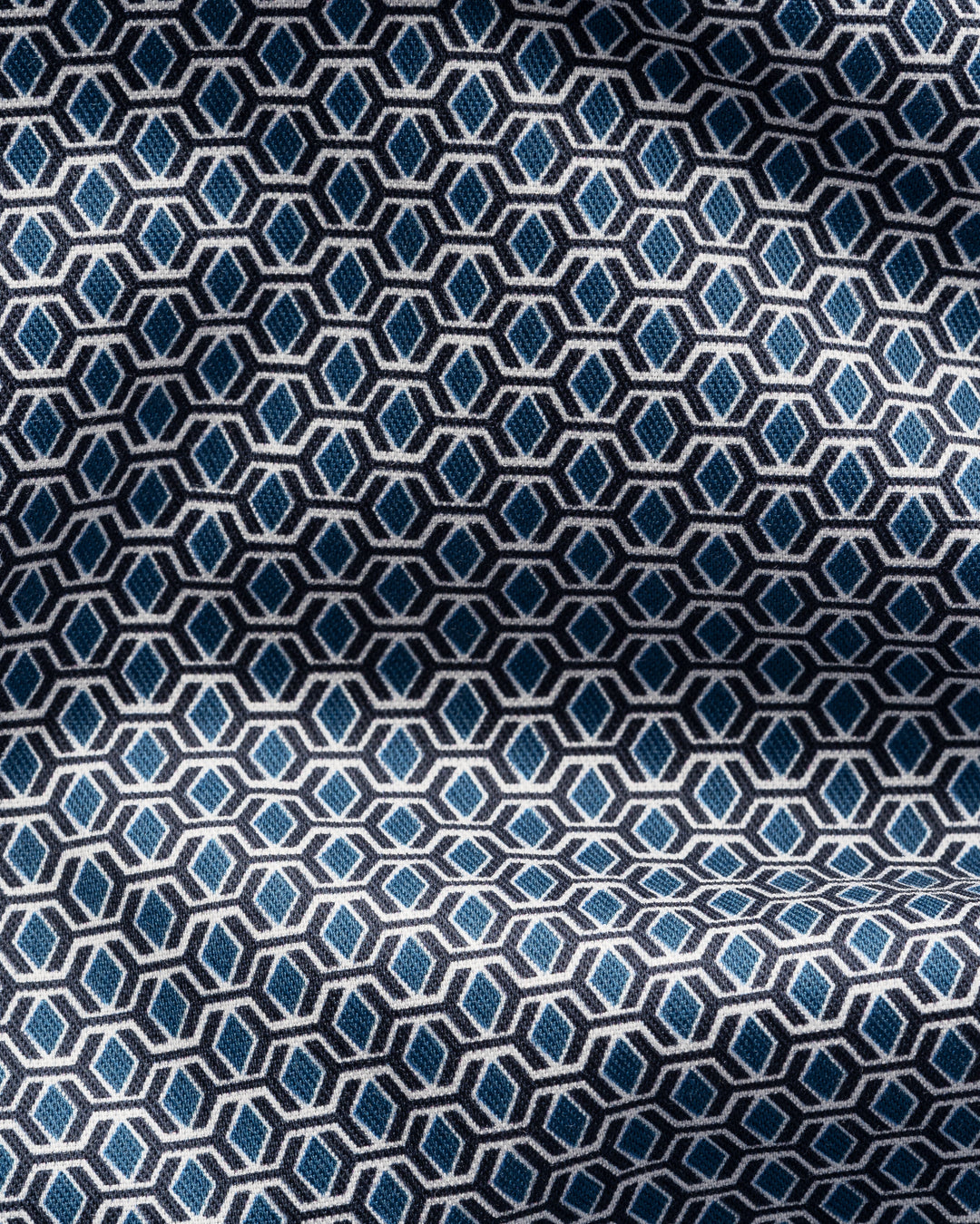 Eton shirt blue with square 3D pattern and Cutaway collar