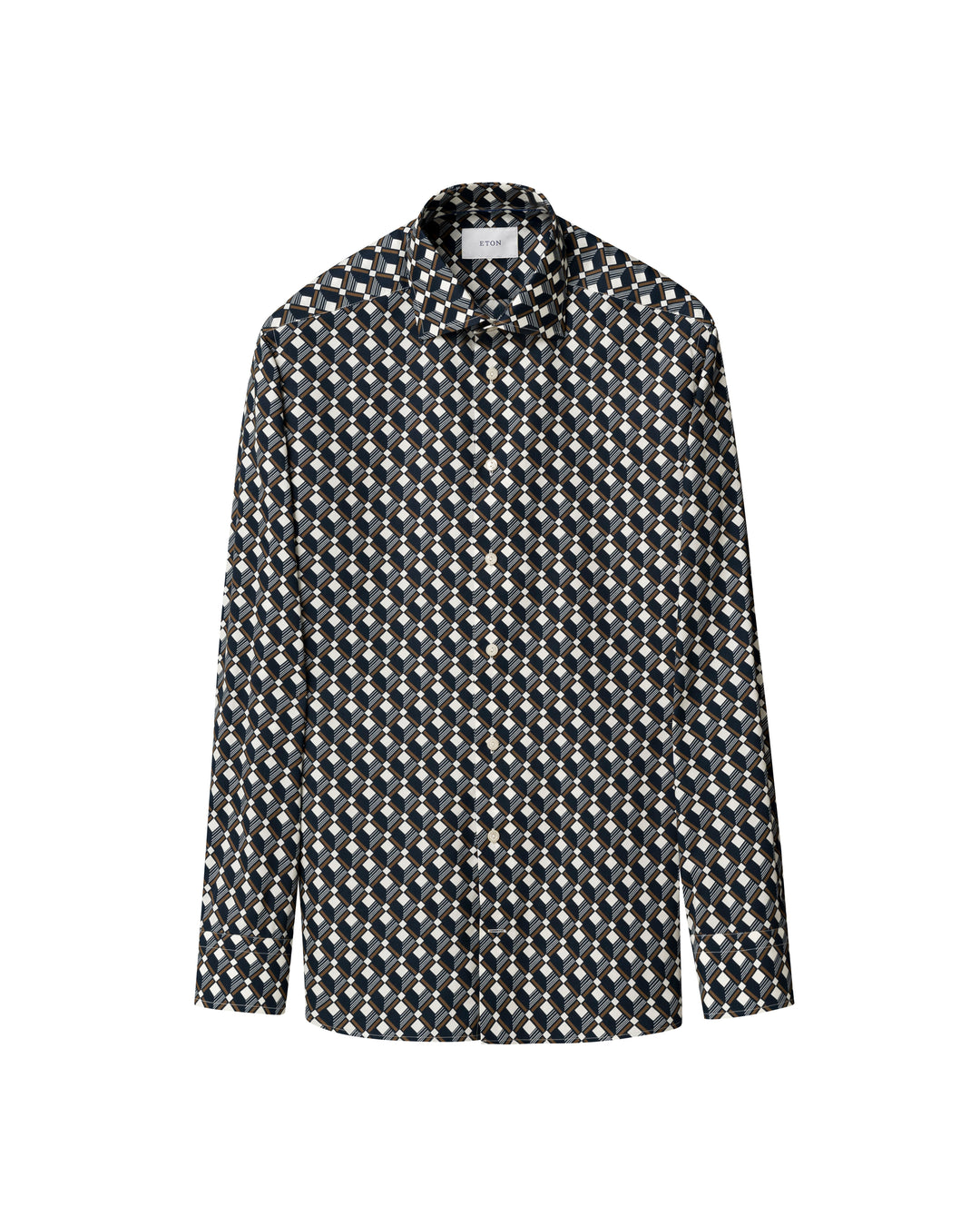 Eton shirt with Geometric 3D pattern and Cutaway collar