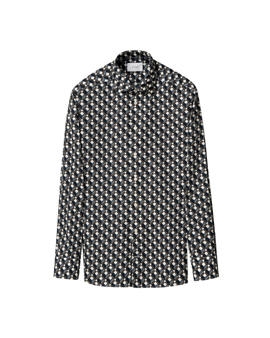 Eton shirt with Geometric 3D pattern and Cutaway collar