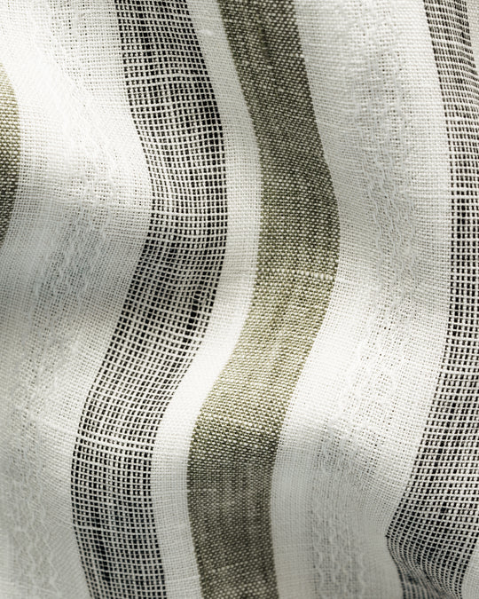 Eton Hørskjorte med grønne striber og cutawaykrave