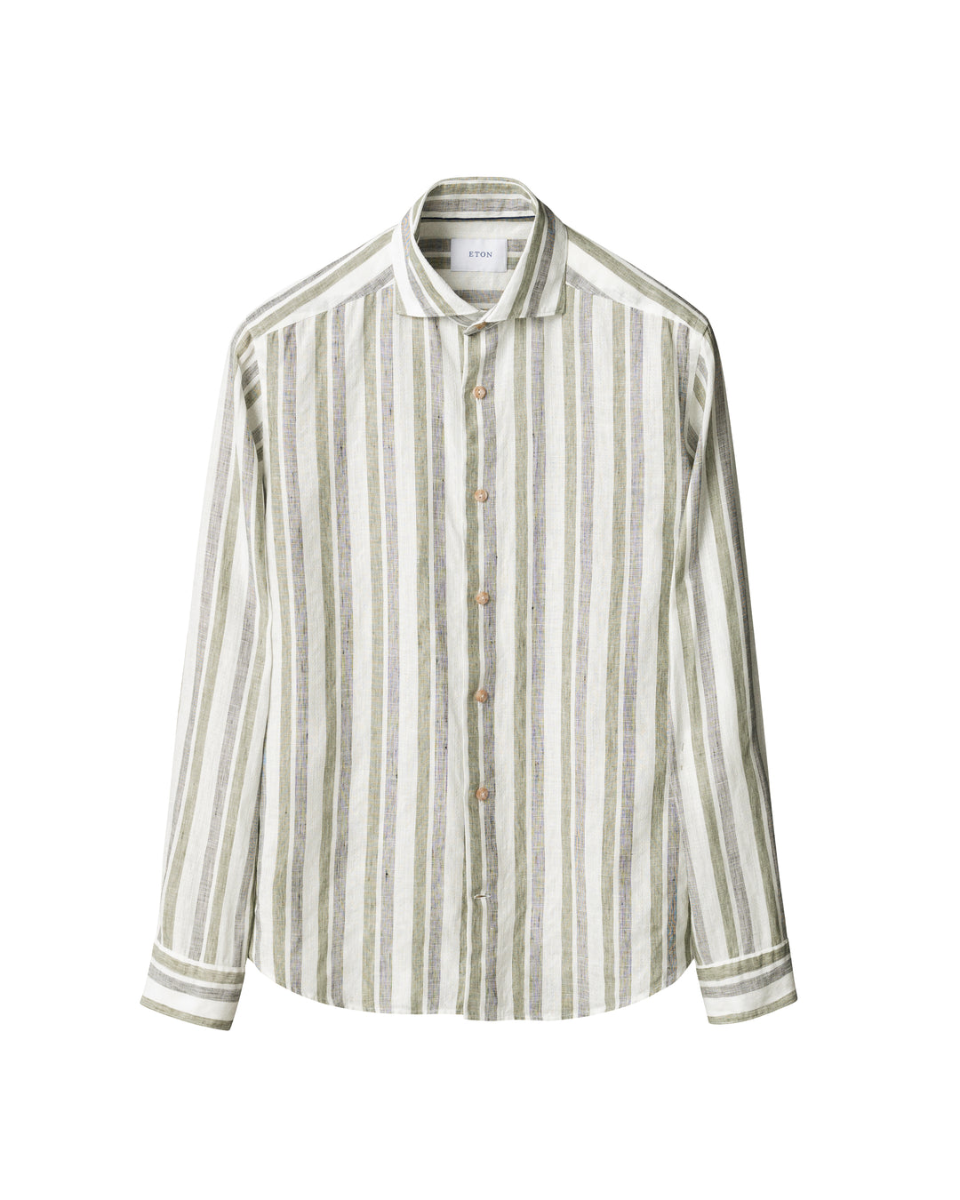 Eton Hørskjorte med grønne striber og cutawaykrave