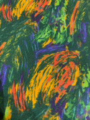 Neckertie Grøn orange og gul med abstrakt mønster og gul kant