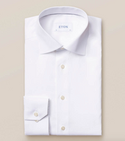 Hvid Eton Skjorte i Twill - Contemporary Fit