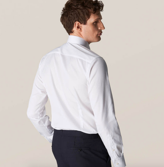 Hvid Eton skjorte i Twill med dobbltmanchet - Contemp. Fit