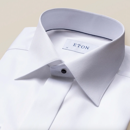 Smokingskjorte fra ETON i Twill med dobbeltmanchet og skjulte knapper - SLIM