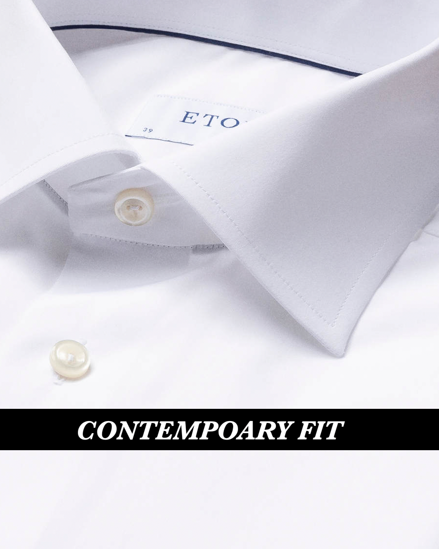 Hvid Eton Skjorte i Twill - Contemporary Fit