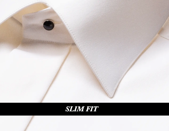 Offwhite Eton skjorte med skjult front og dobbeltmanchet - Slim fit