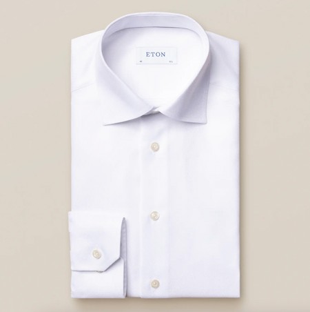 Hvid Eton skjorte i 2Ply kvalitet Slim Fit