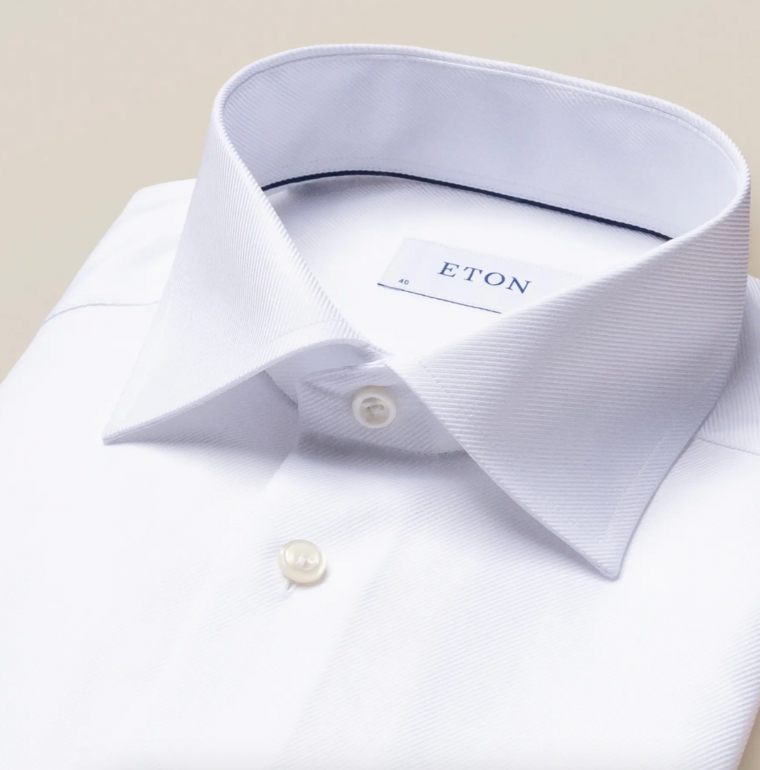 Hvid Eton skjorte i 2Ply kvalitet Slim Fit