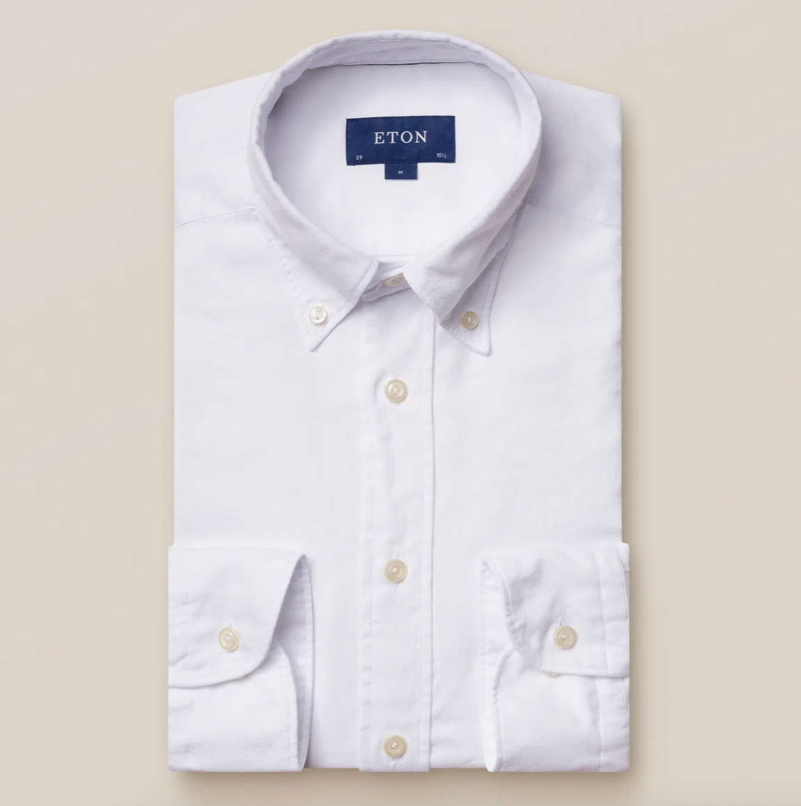 Hvid Eton Oxford skjorte med buttondown krave