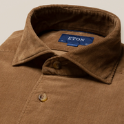Lysebrun Eton Fløjlsskjorte i Casual Fit