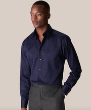 Navy Eton herreskjorte i twill - Slim Fit